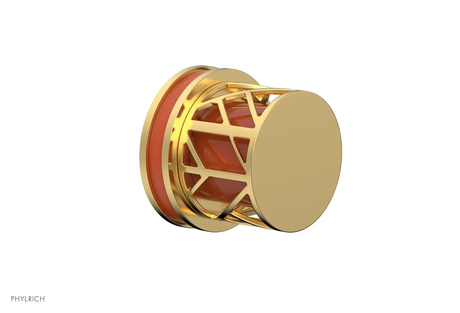 Phylrich JOLIE Volume Control/Diverter Trim - Round Handle with "Orange" Accents by Phylrich
