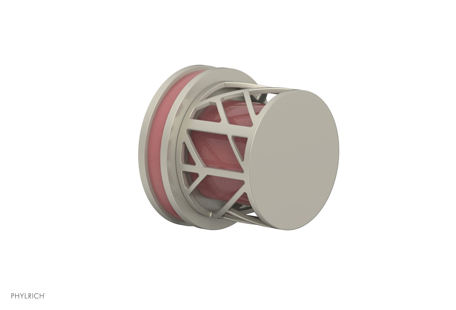 Phylrich JOLIE Volume Control/Diverter Trim - Round Handle with "Pink" Accents