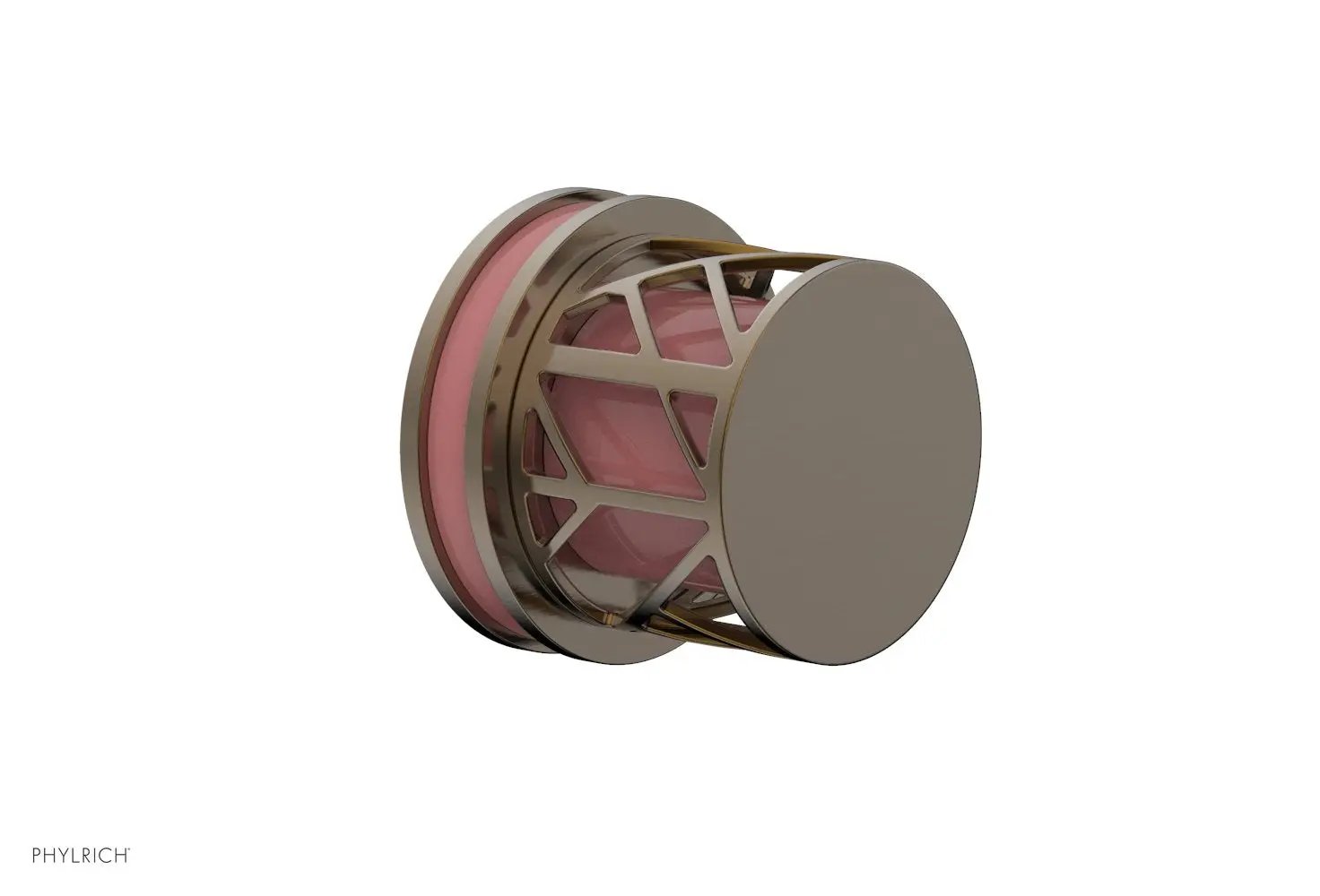 Phylrich JOLIE Volume Control/Diverter Trim - Round Handle with "Pink" Accents by Phylrich
