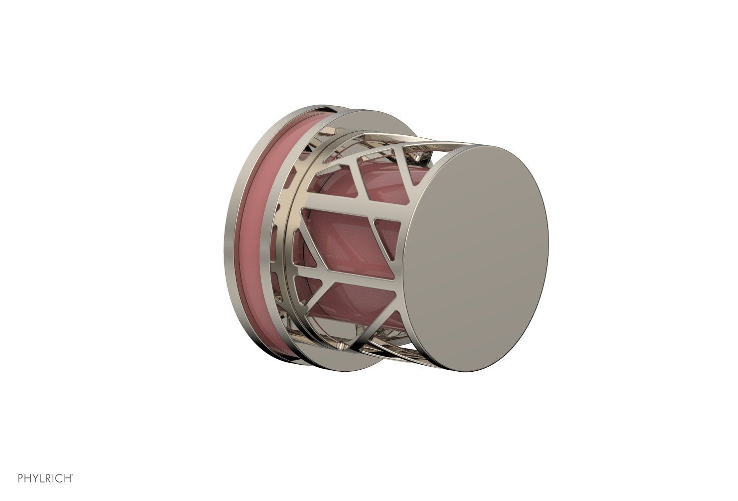 Phylrich JOLIE Volume Control/Diverter Trim - Round Handle with "Pink" Accents