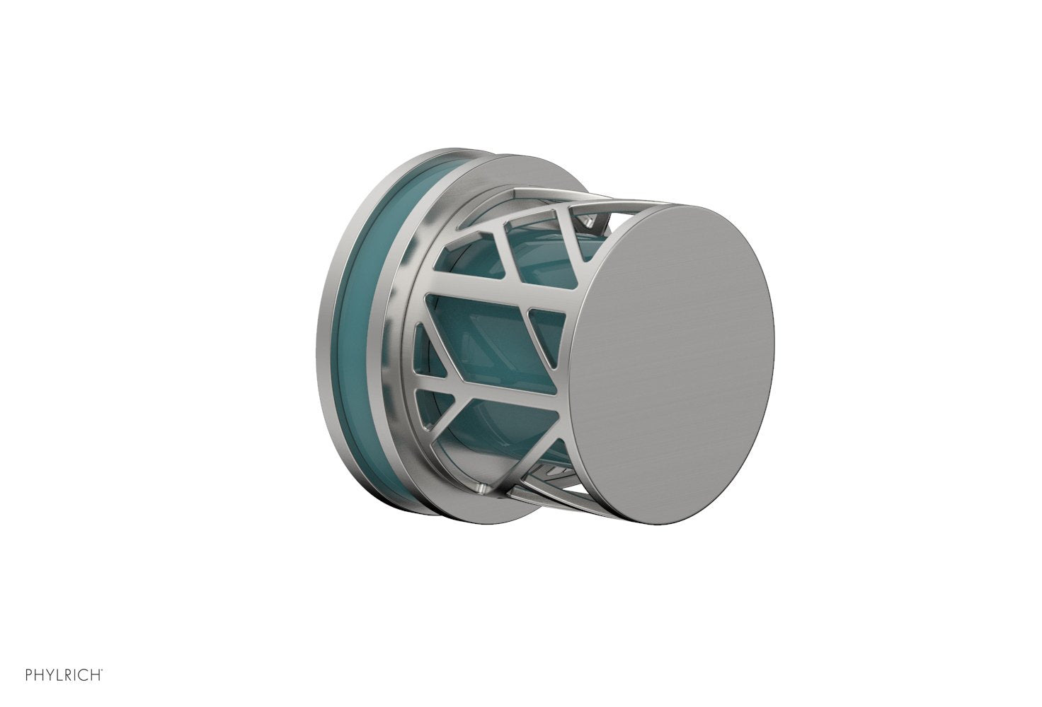 Phylrich JOLIE Volume Control/Diverter Trim - Round Handle with "Turquoise" Accents
