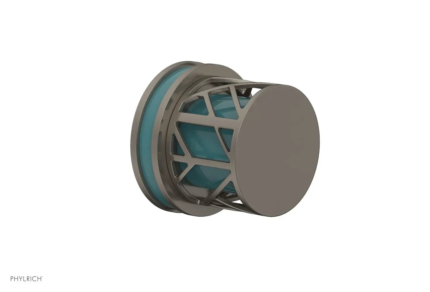 Phylrich JOLIE Volume Control/Diverter Trim - Round Handle with "Turquoise" Accents by Phylrich