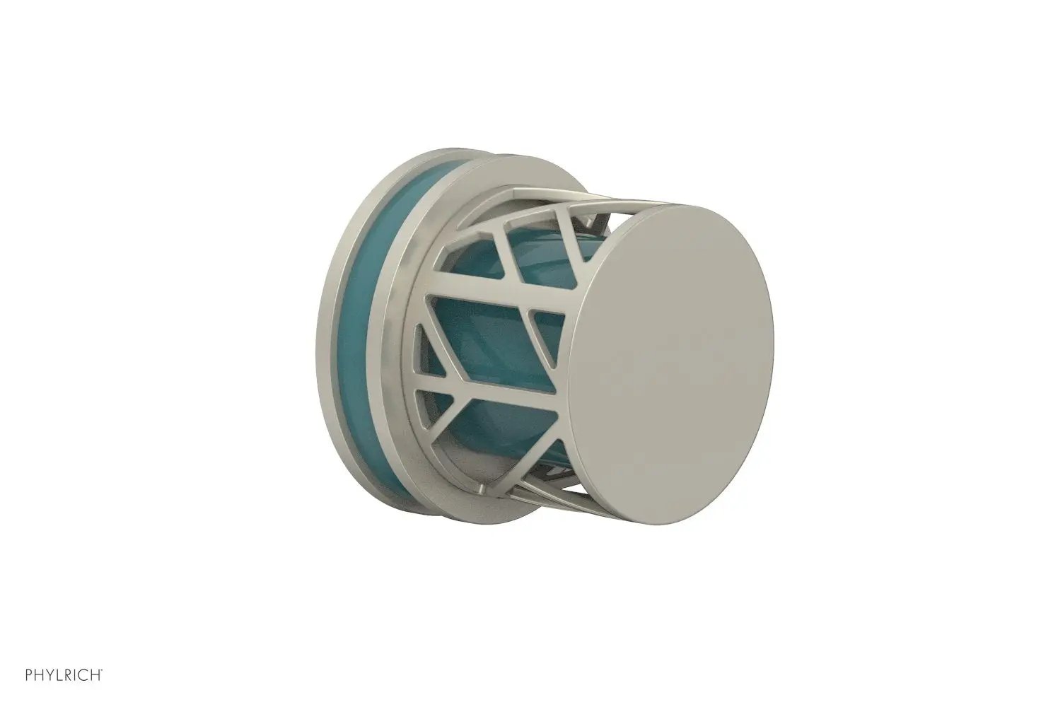 Phylrich JOLIE Volume Control/Diverter Trim - Round Handle with "Turquoise" Accents by Phylrich