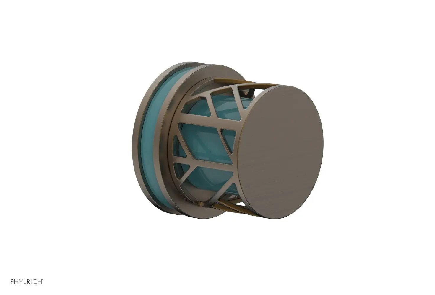 Phylrich JOLIE Volume Control/Diverter Trim - Round Handle with "Turquoise" Accents by Phylrich