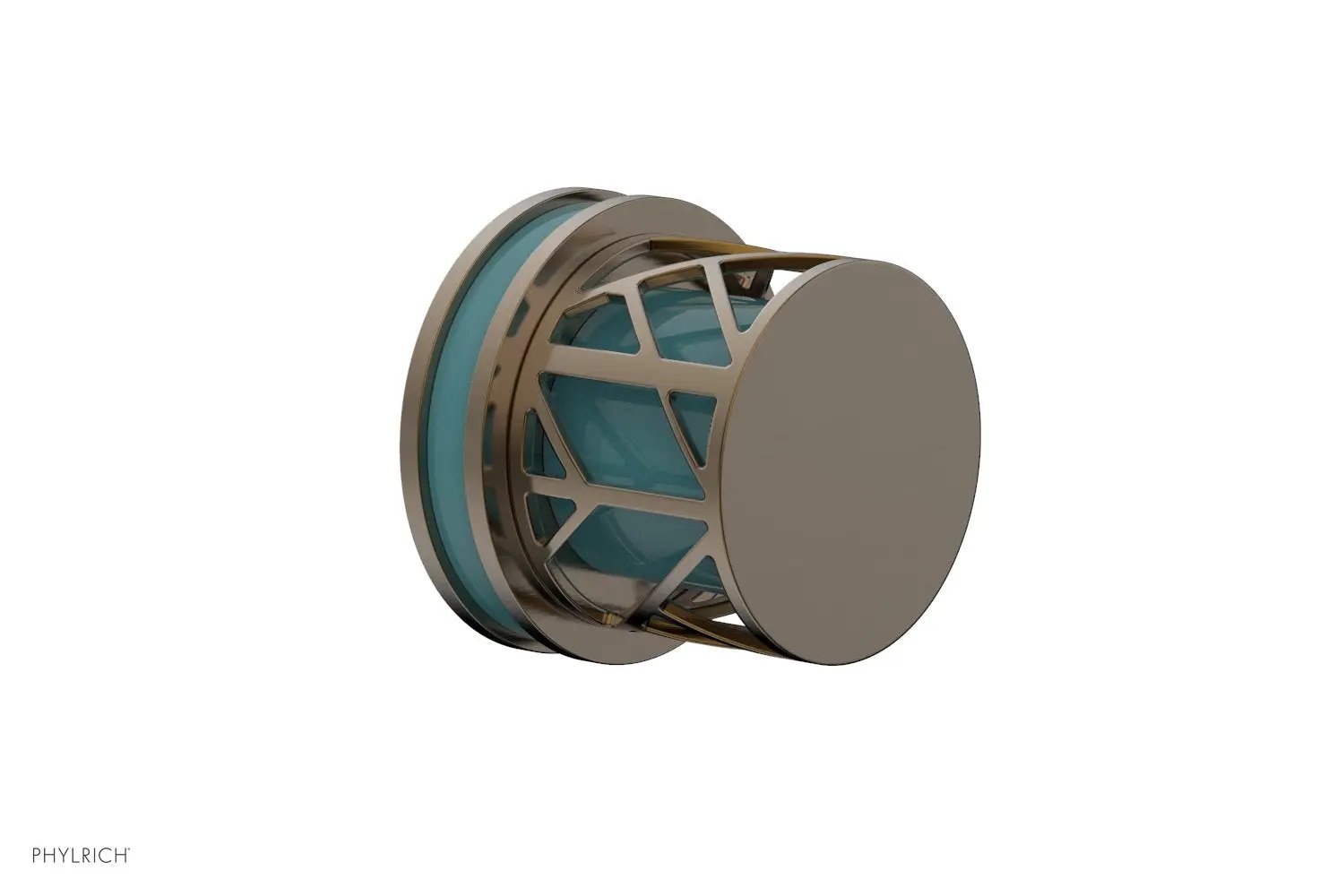 Phylrich JOLIE Volume Control/Diverter Trim - Round Handle with "Turquoise" Accents by Phylrich