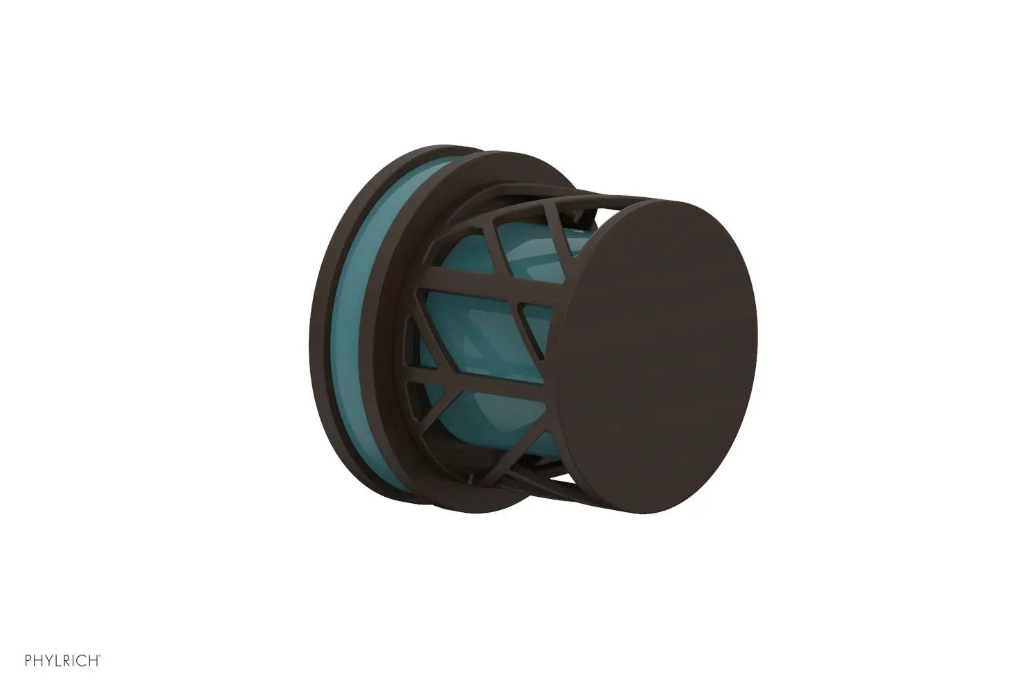 Phylrich JOLIE Volume Control/Diverter Trim - Round Handle with "Turquoise" Accents by Phylrich