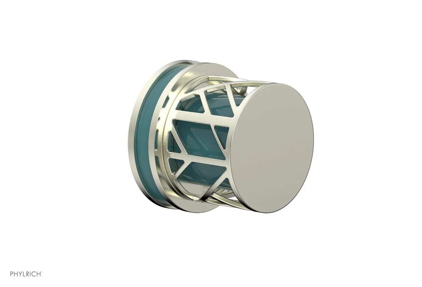 Phylrich JOLIE Volume Control/Diverter Trim - Round Handle with "Turquoise" Accents by Phylrich