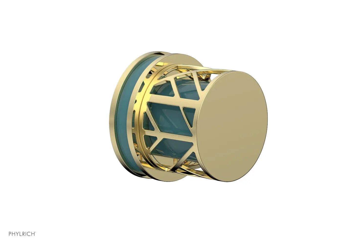 Phylrich JOLIE Volume Control/Diverter Trim - Round Handle with "Turquoise" Accents by Phylrich