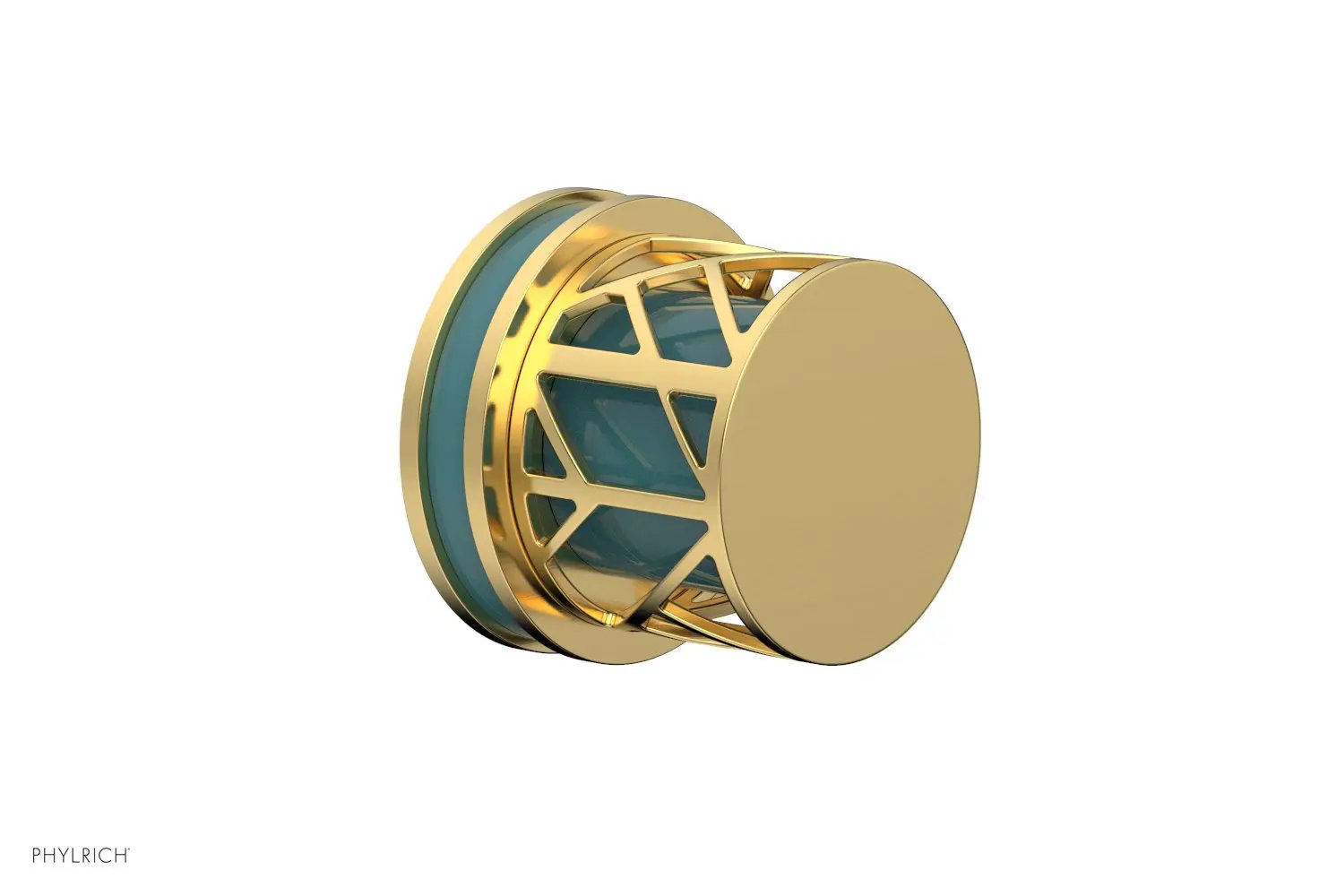 Phylrich JOLIE Volume Control/Diverter Trim - Round Handle with "Turquoise" Accents by Phylrich