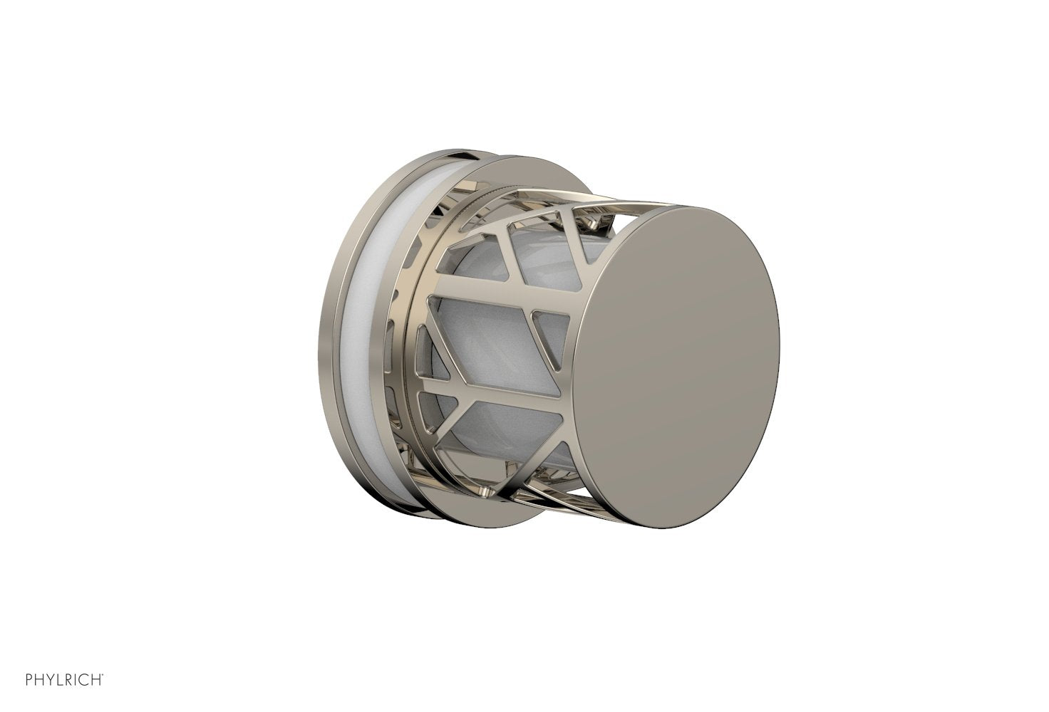 Phylrich JOLIE Volume Control/Diverter Trim - Round Handle with "White" Accents