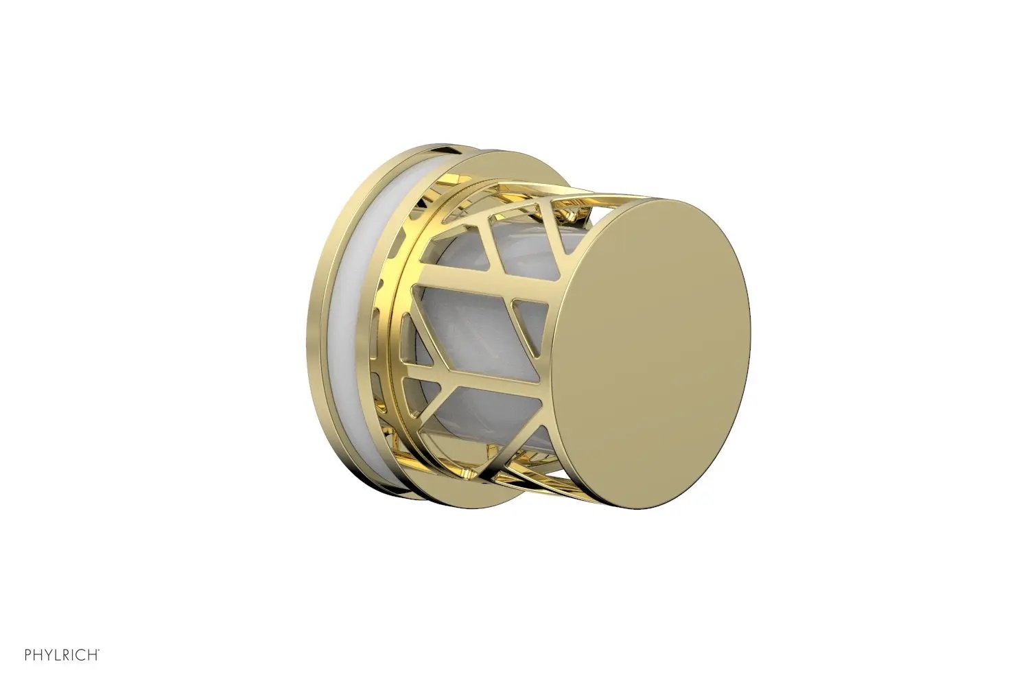 Phylrich JOLIE Volume Control/Diverter Trim - Round Handle with "White" Accents by Phylrich