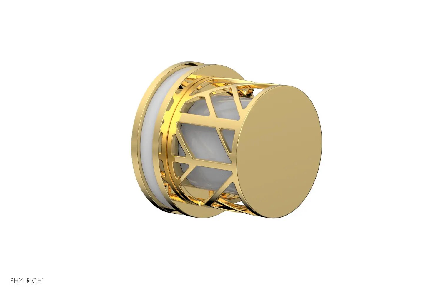 Phylrich JOLIE Volume Control/Diverter Trim - Round Handle with "White" Accents by Phylrich