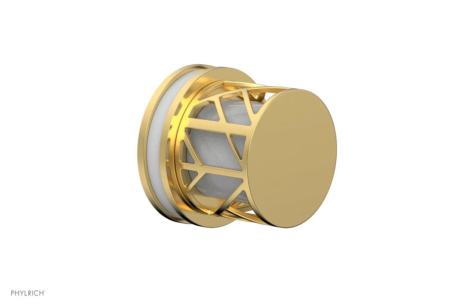 Phylrich JOLIE Volume Control/Diverter Trim - Round Handle with "White" Accents by Phylrich