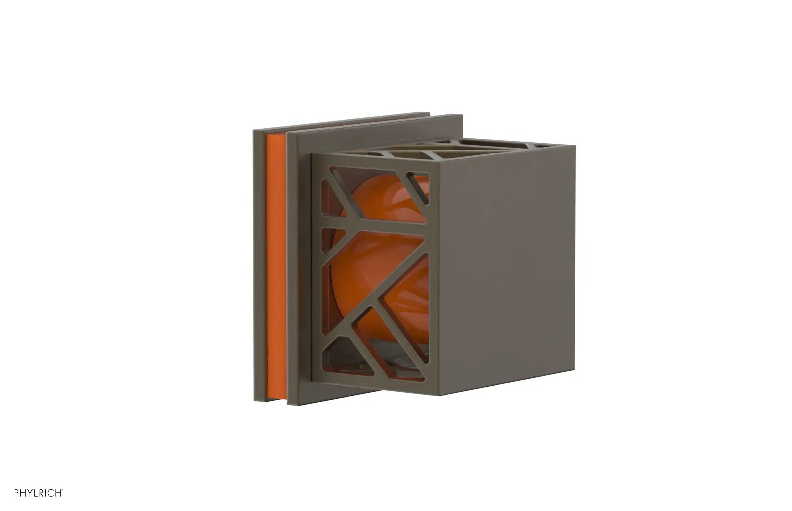 Phylrich JOLIE Volume Control/Diverter Trim - Square Handle with "Orange" Accents by Phylrich