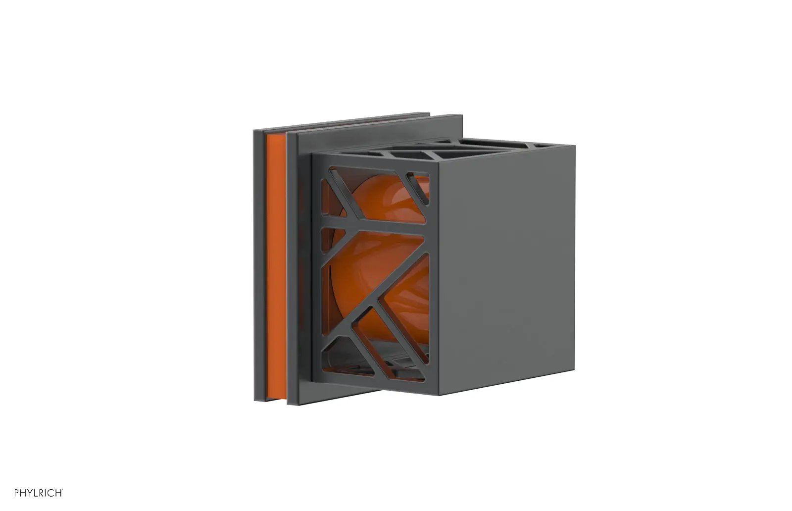 Phylrich JOLIE Volume Control/Diverter Trim - Square Handle with "Orange" Accents by Phylrich