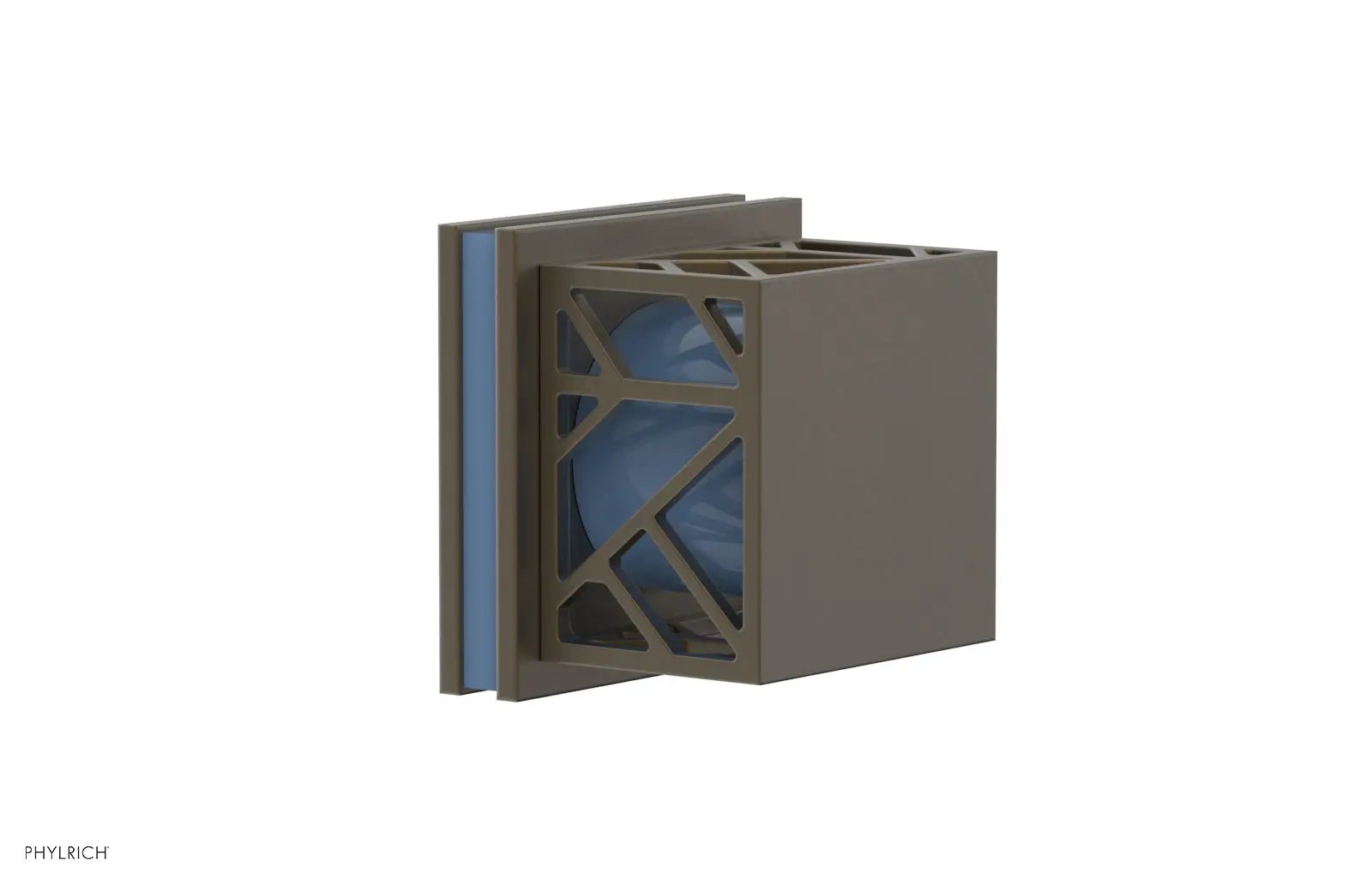 Phylrich JOLIE Volume Control/Diverter Trim - Square Handle with "Light Blue" Accents by Phylrich