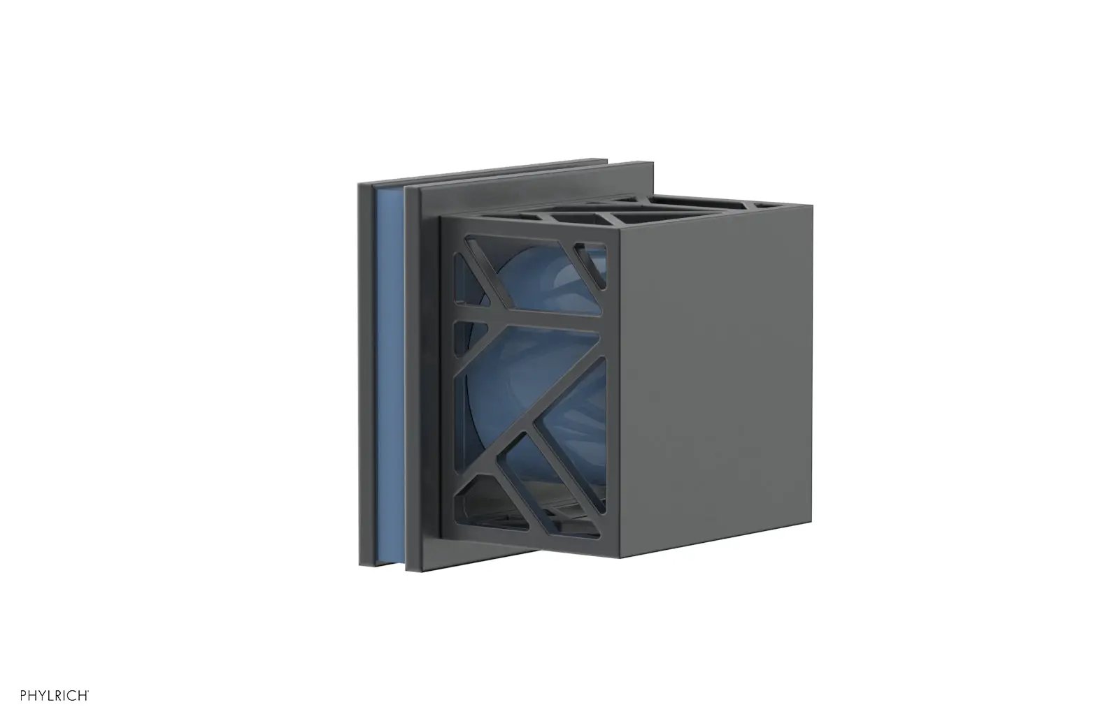Phylrich JOLIE Volume Control/Diverter Trim - Square Handle with "Light Blue" Accents by Phylrich