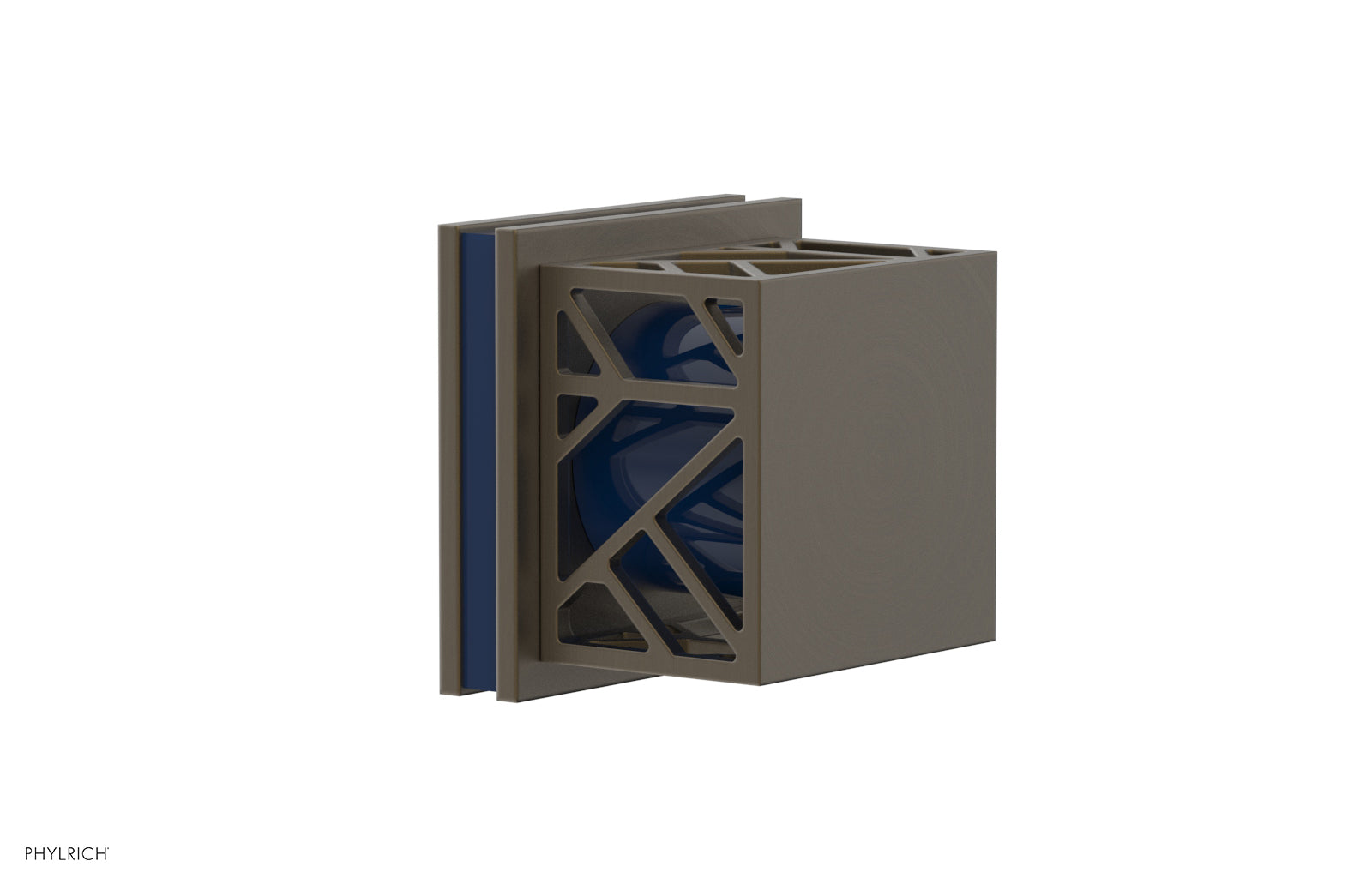 Phylrich JOLIE Volume Control/Diverter Trim - Square Handle with "Navy Blue" Accents