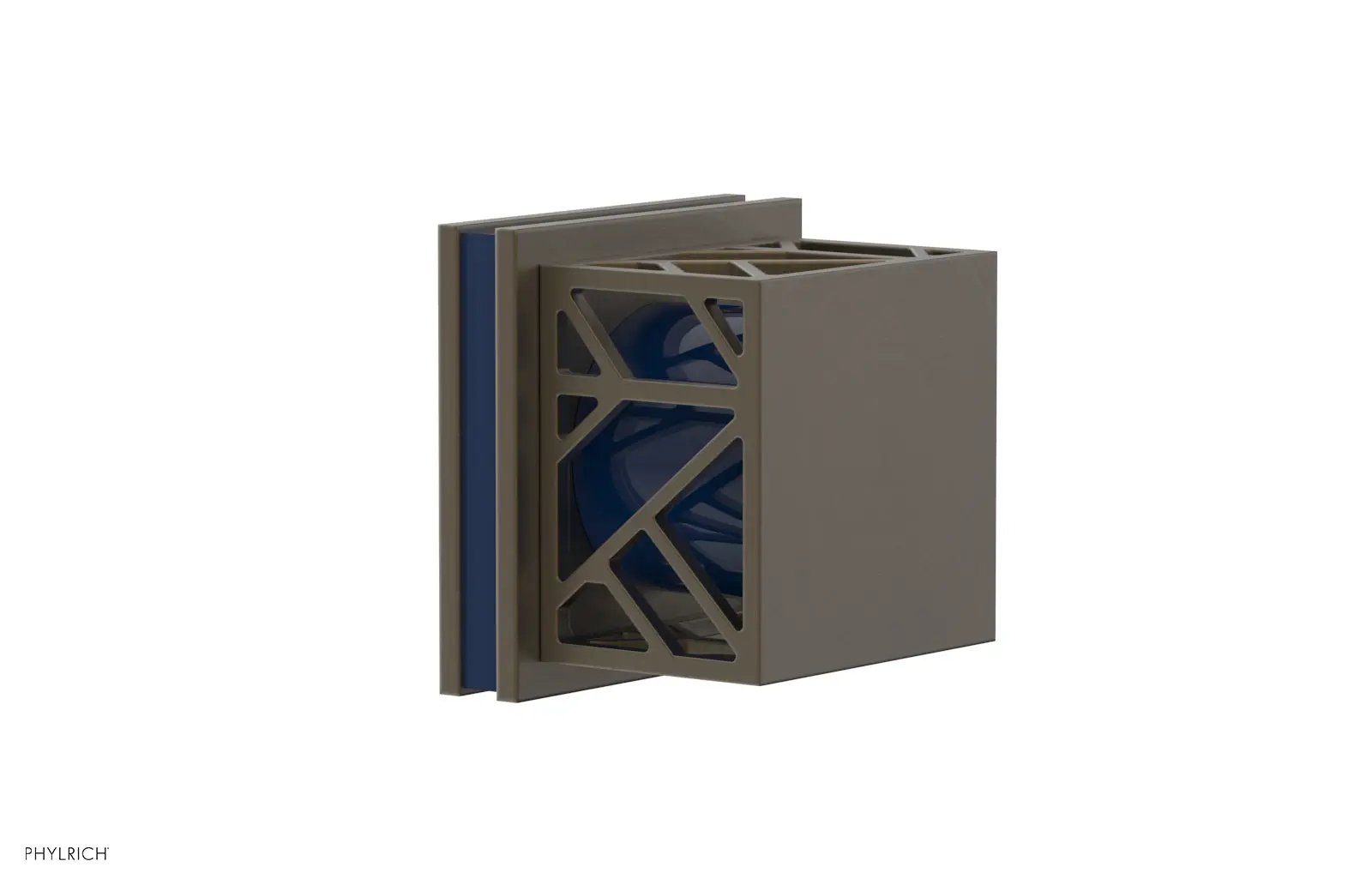 Phylrich JOLIE Volume Control/Diverter Trim - Square Handle with "Navy Blue" Accents by Phylrich