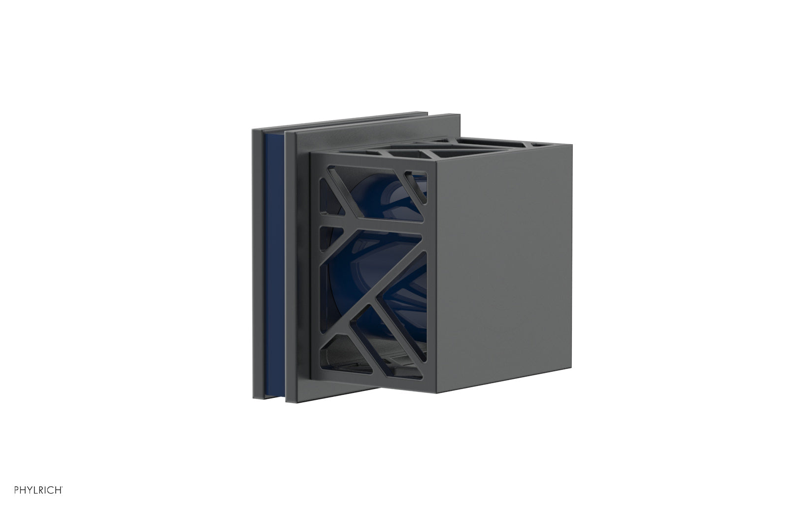 Phylrich JOLIE Volume Control/Diverter Trim - Square Handle with "Navy Blue" Accents