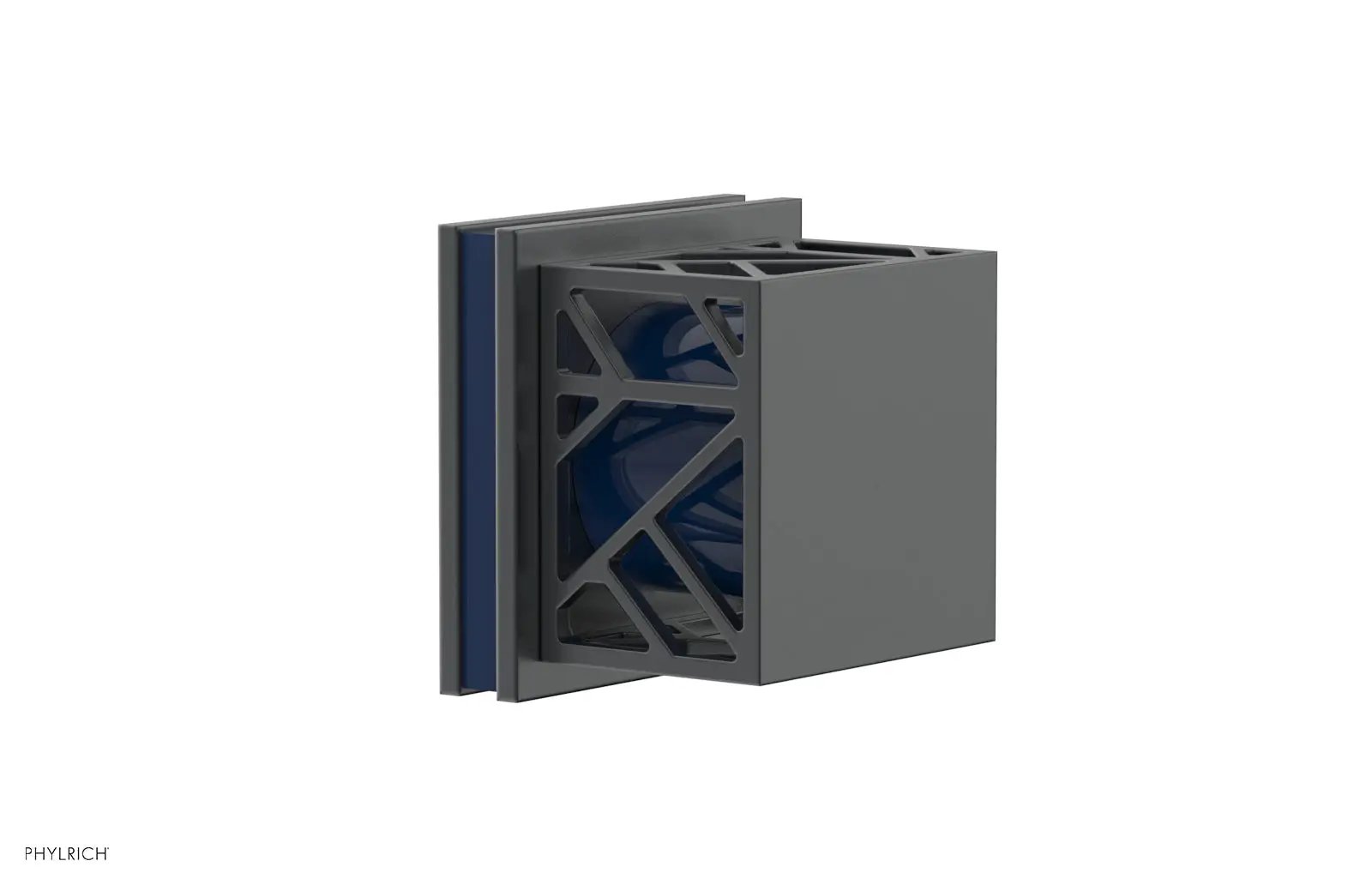 Phylrich JOLIE Volume Control/Diverter Trim - Square Handle with "Navy Blue" Accents by Phylrich