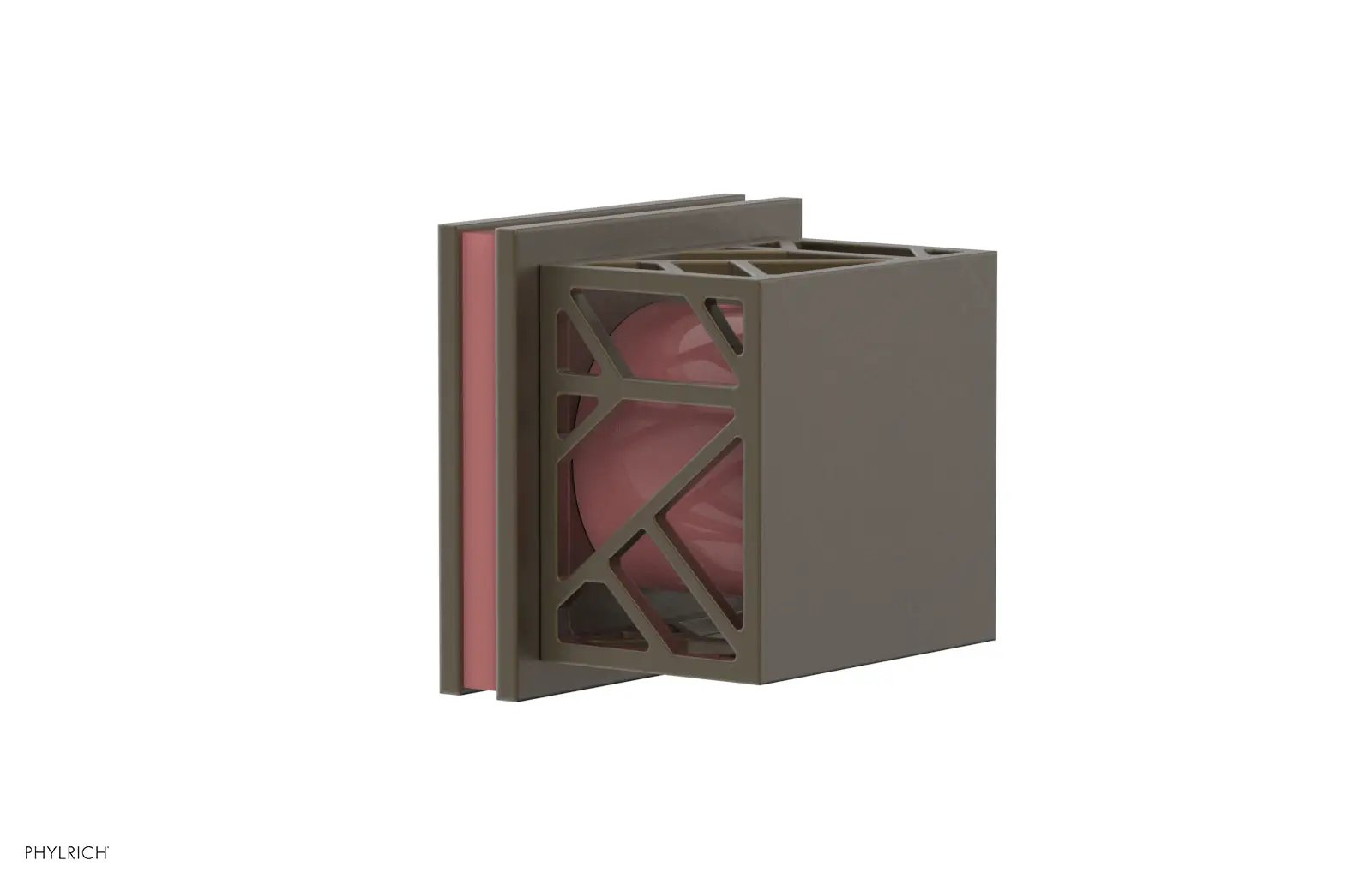 Phylrich JOLIE Volume Control/Diverter Trim - Square Handle with "Pink" Accents by Phylrich