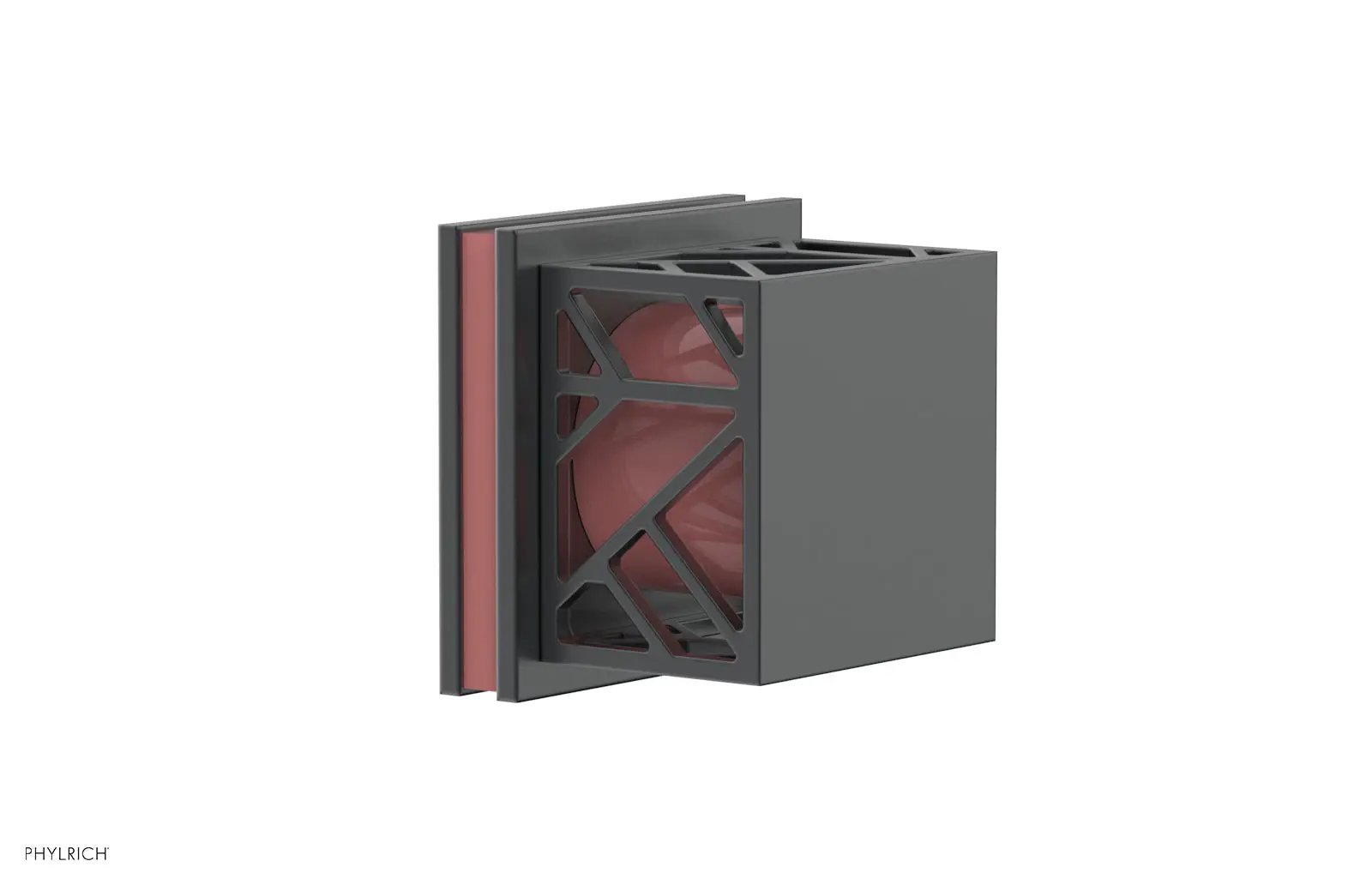 Phylrich JOLIE Volume Control/Diverter Trim - Square Handle with "Pink" Accents by Phylrich