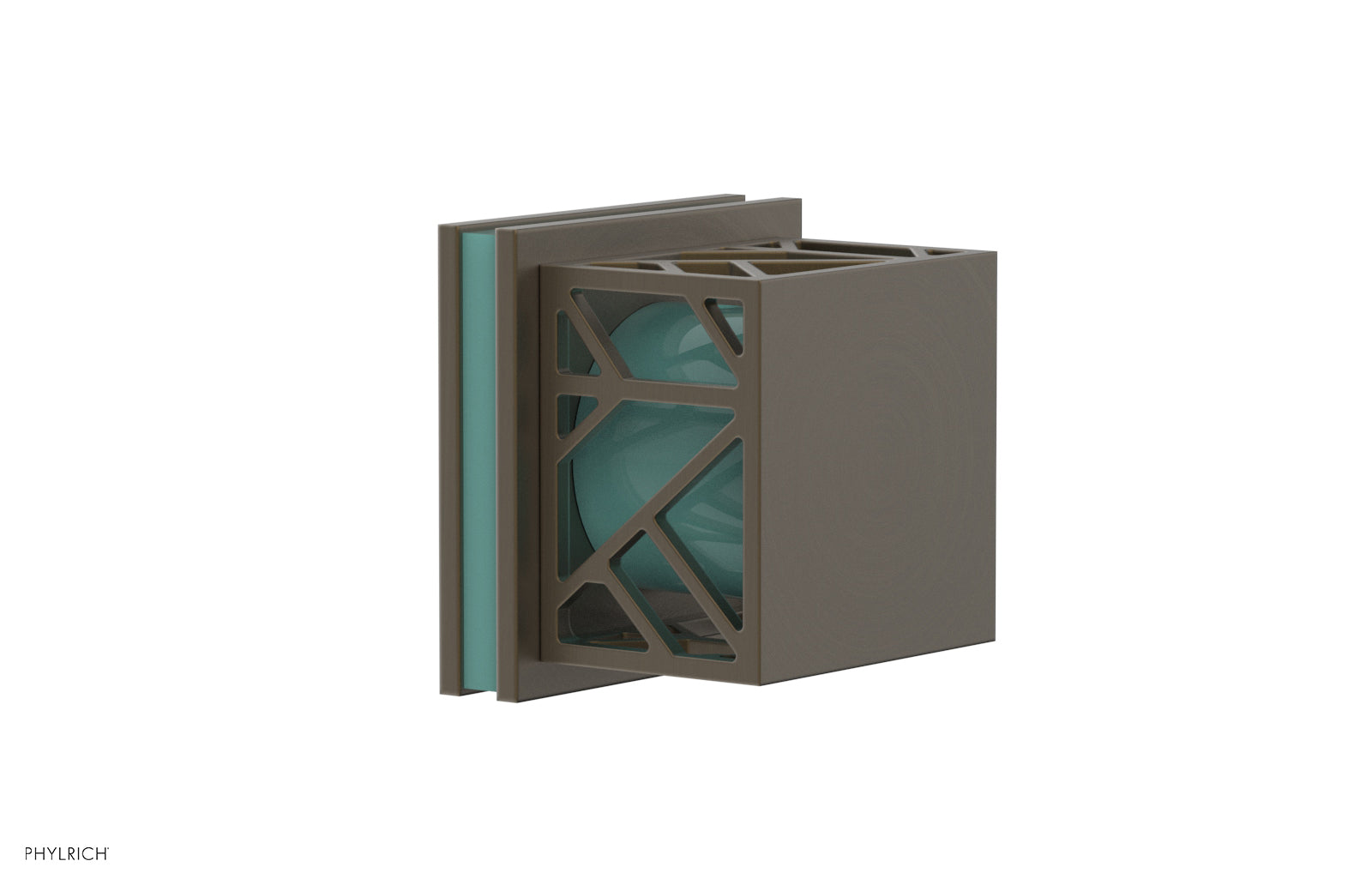 Phylrich JOLIE Volume Control/Diverter Trim - Square Handle with "Turquoise" Accents