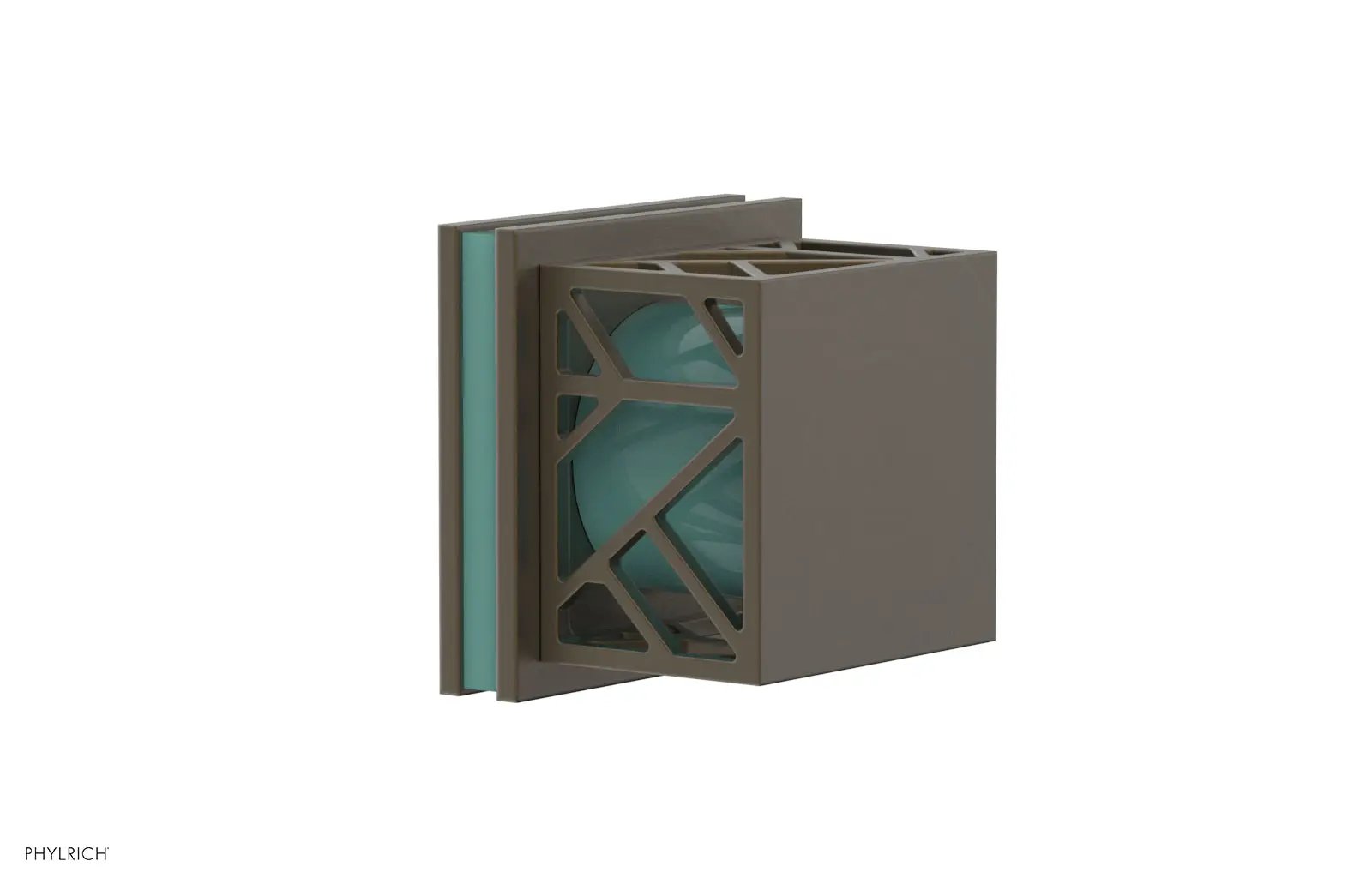 Phylrich JOLIE Volume Control/Diverter Trim - Square Handle with "Turquoise" Accents by Phylrich