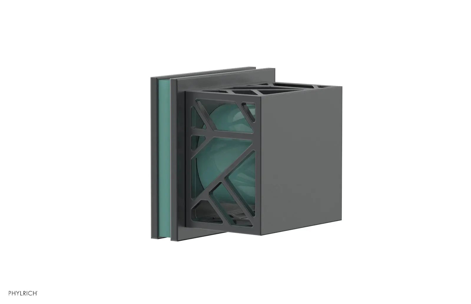 Phylrich JOLIE Volume Control/Diverter Trim - Square Handle with "Turquoise" Accents by Phylrich