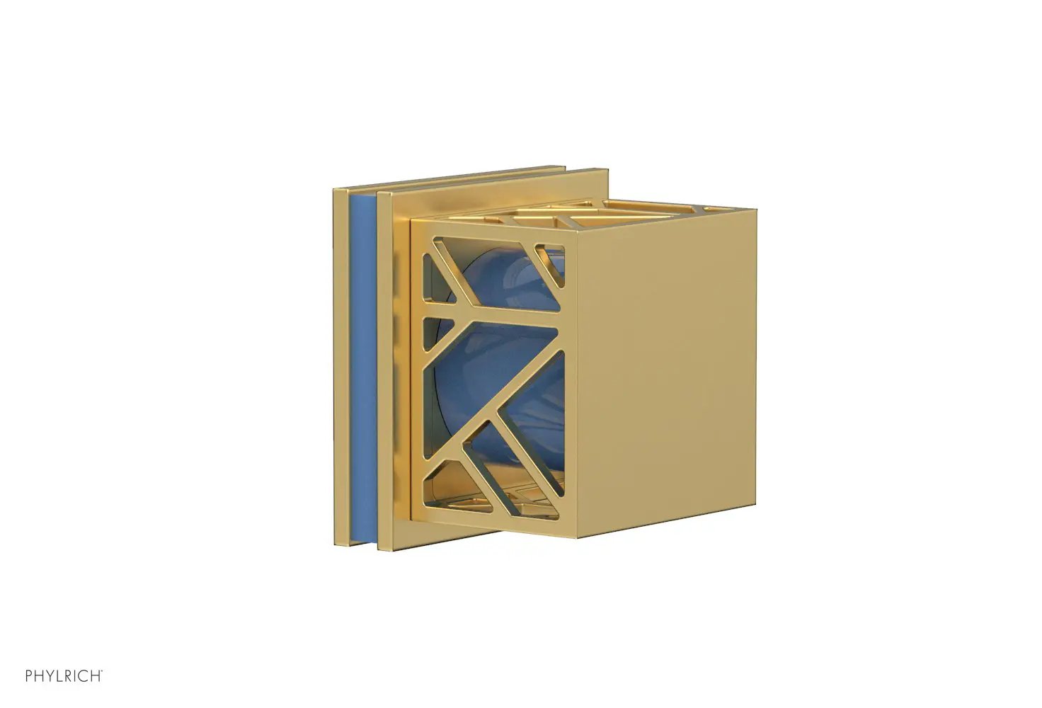 Phylrich JOLIE Volume Control/Diverter Trim - Square Handle with "Light Blue" Accents by Phylrich