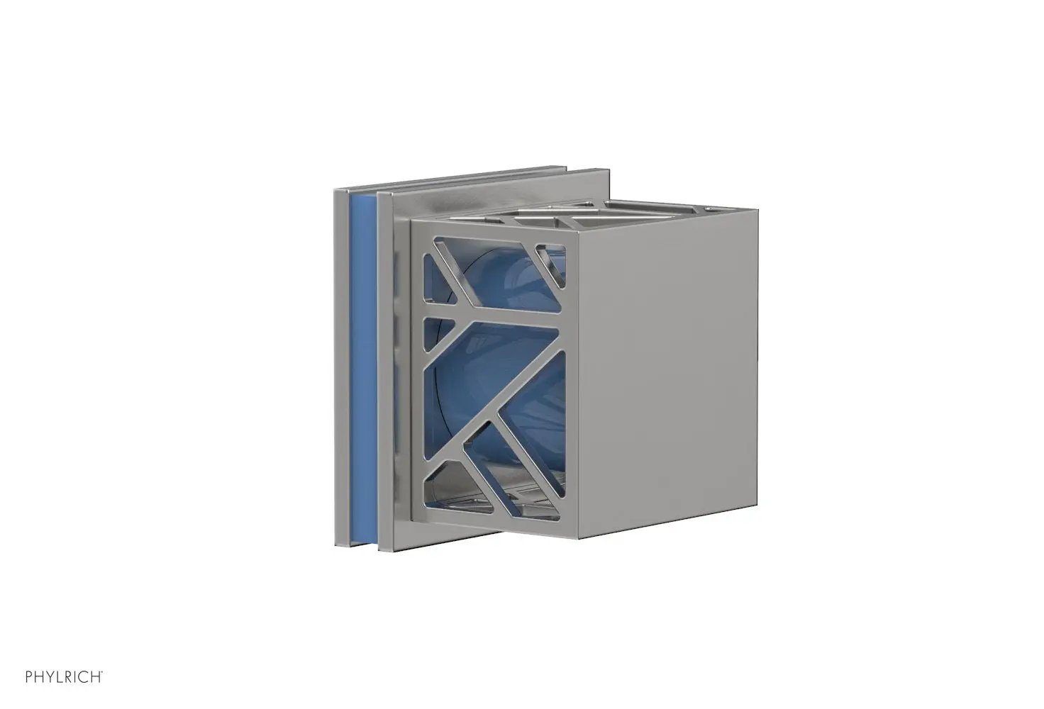 Phylrich JOLIE Volume Control/Diverter Trim - Square Handle with "Light Blue" Accents by Phylrich