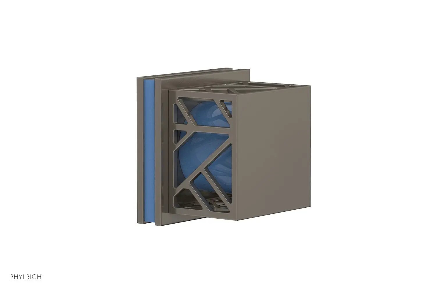 Phylrich JOLIE Volume Control/Diverter Trim - Square Handle with "Light Blue" Accents by Phylrich