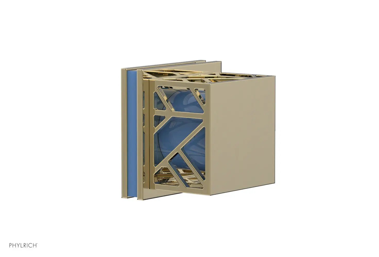 Phylrich JOLIE Volume Control/Diverter Trim - Square Handle with "Light Blue" Accents by Phylrich