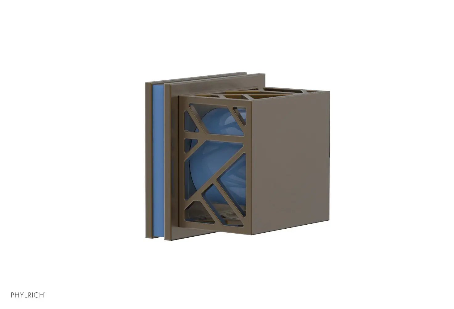 Phylrich JOLIE Volume Control/Diverter Trim - Square Handle with "Light Blue" Accents by Phylrich