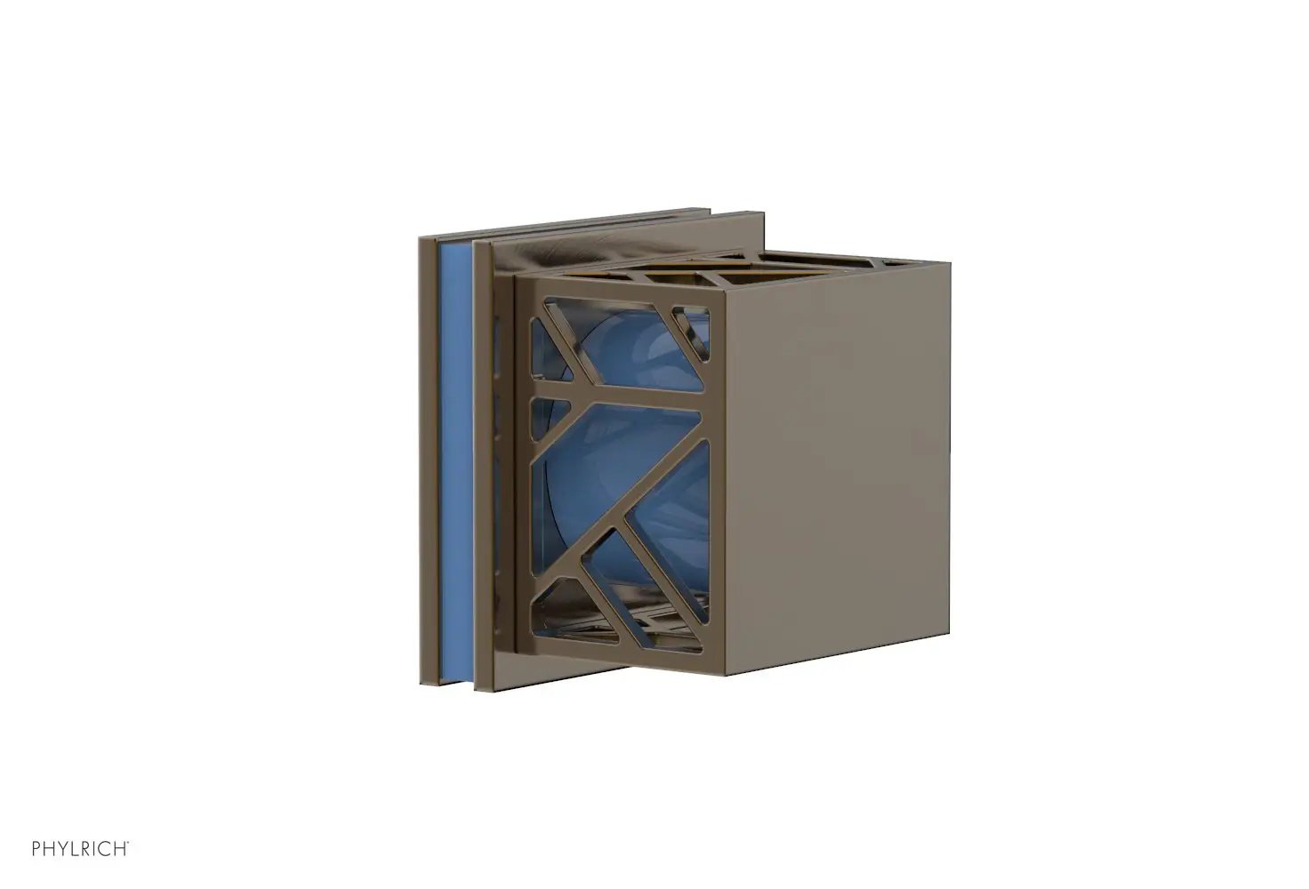 Phylrich JOLIE Volume Control/Diverter Trim - Square Handle with "Light Blue" Accents by Phylrich