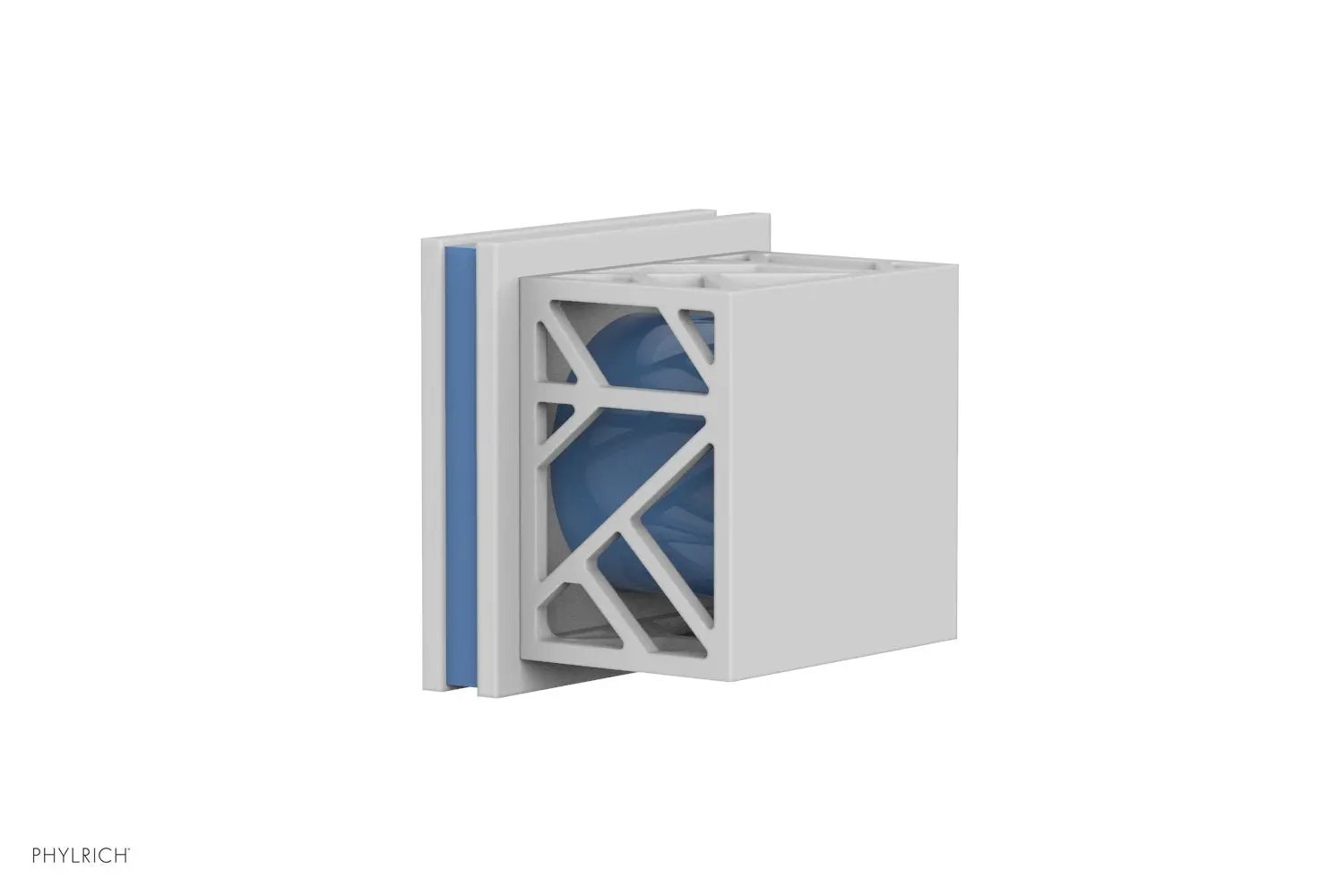 Phylrich JOLIE Volume Control/Diverter Trim - Square Handle with "Light Blue" Accents by Phylrich