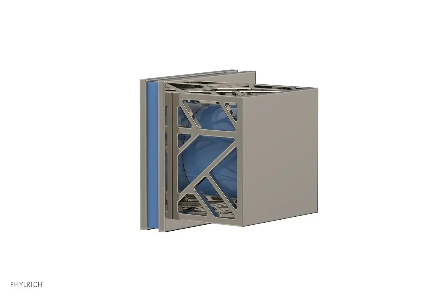 Phylrich JOLIE Volume Control/Diverter Trim - Square Handle with "Light Blue" Accents by Phylrich