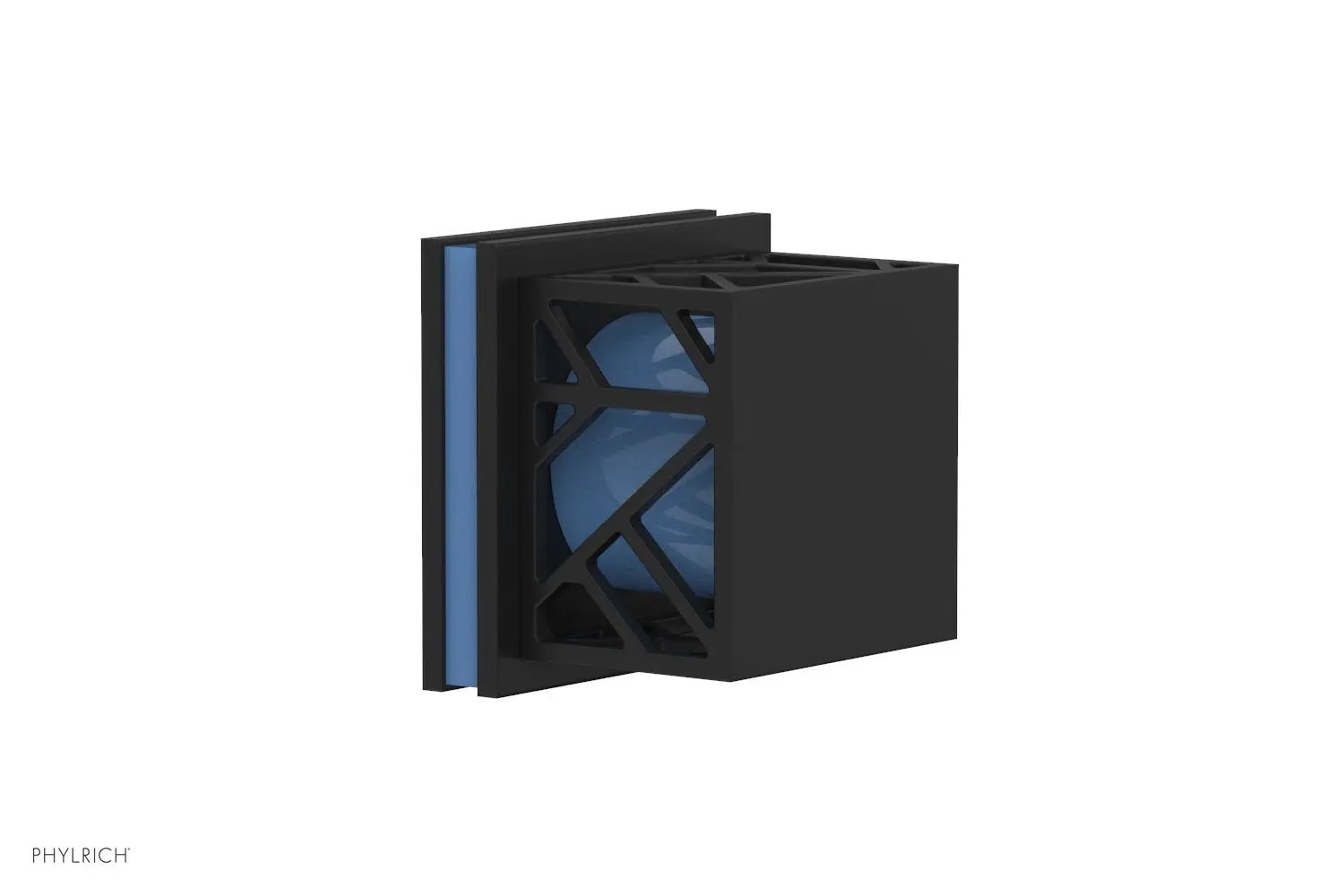Phylrich JOLIE Volume Control/Diverter Trim - Square Handle with "Light Blue" Accents by Phylrich