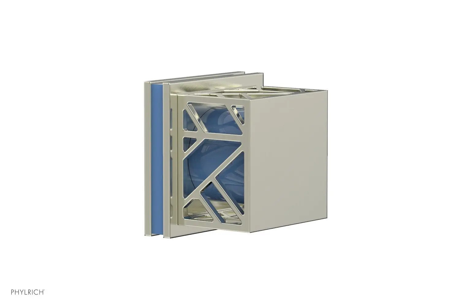 Phylrich JOLIE Volume Control/Diverter Trim - Square Handle with "Light Blue" Accents by Phylrich