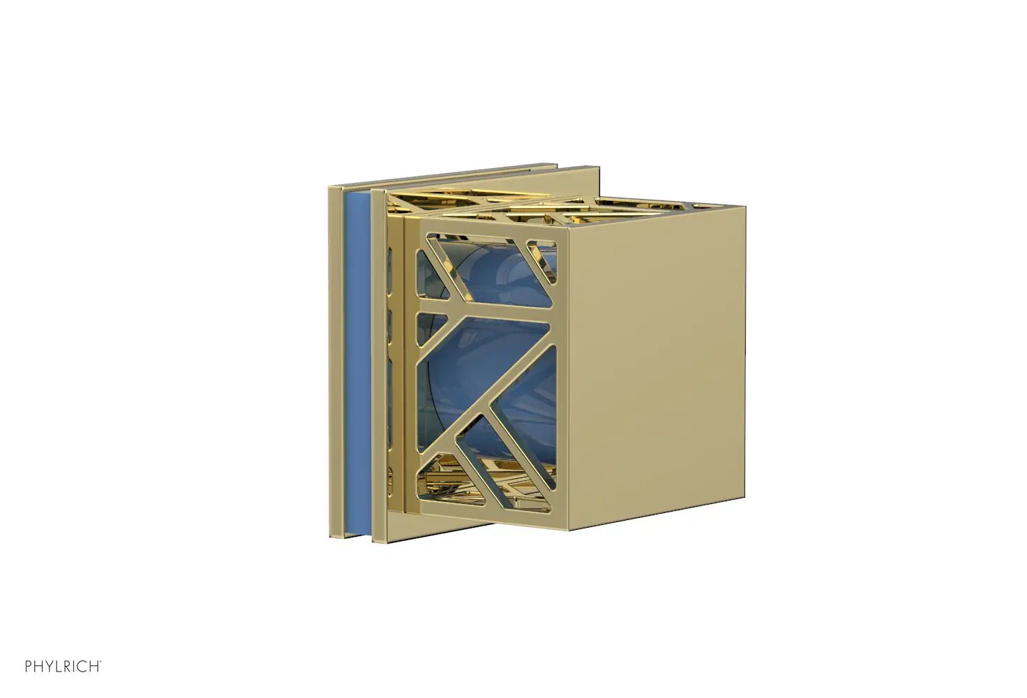 Phylrich JOLIE Volume Control/Diverter Trim - Square Handle with "Light Blue" Accents by Phylrich