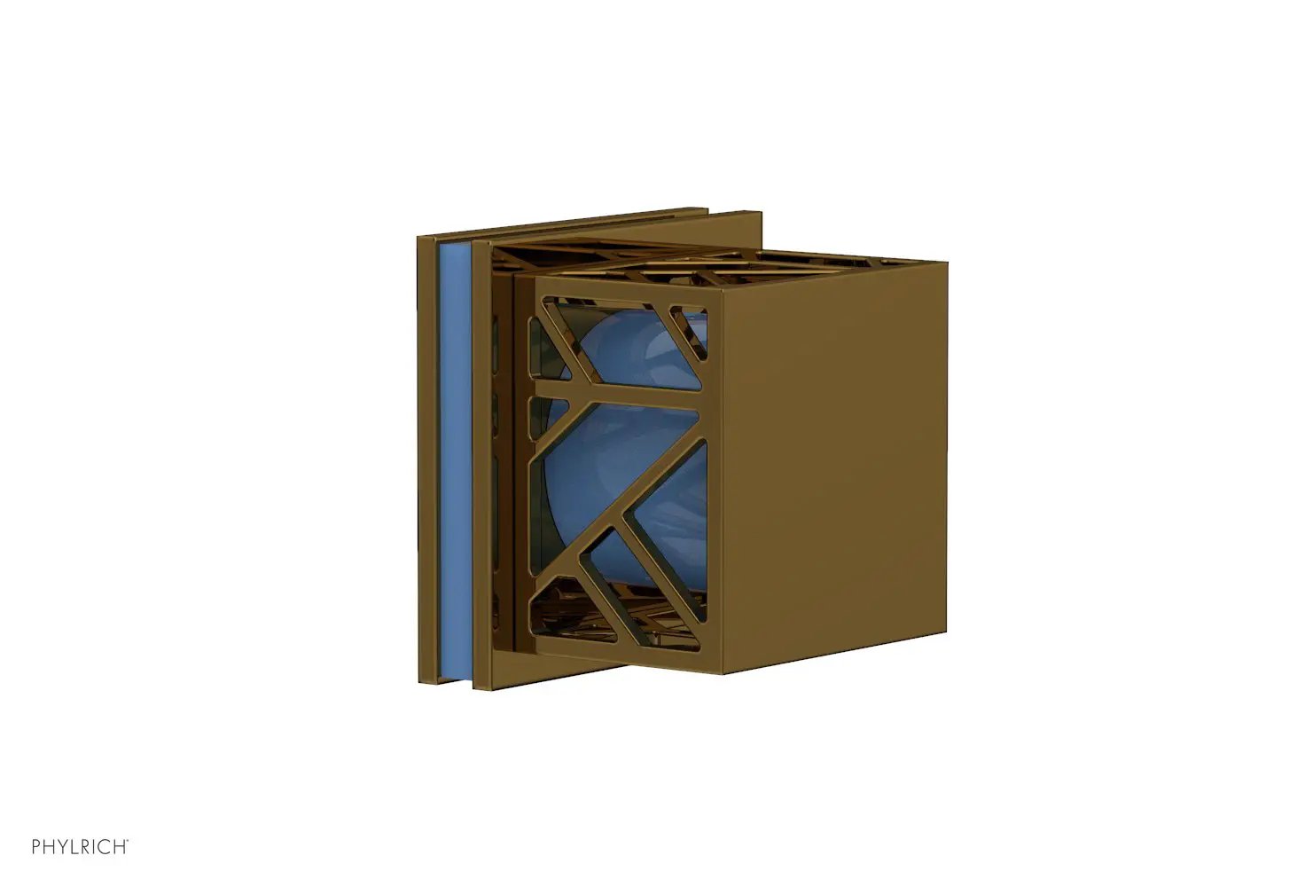 Phylrich JOLIE Volume Control/Diverter Trim - Square Handle with "Light Blue" Accents by Phylrich