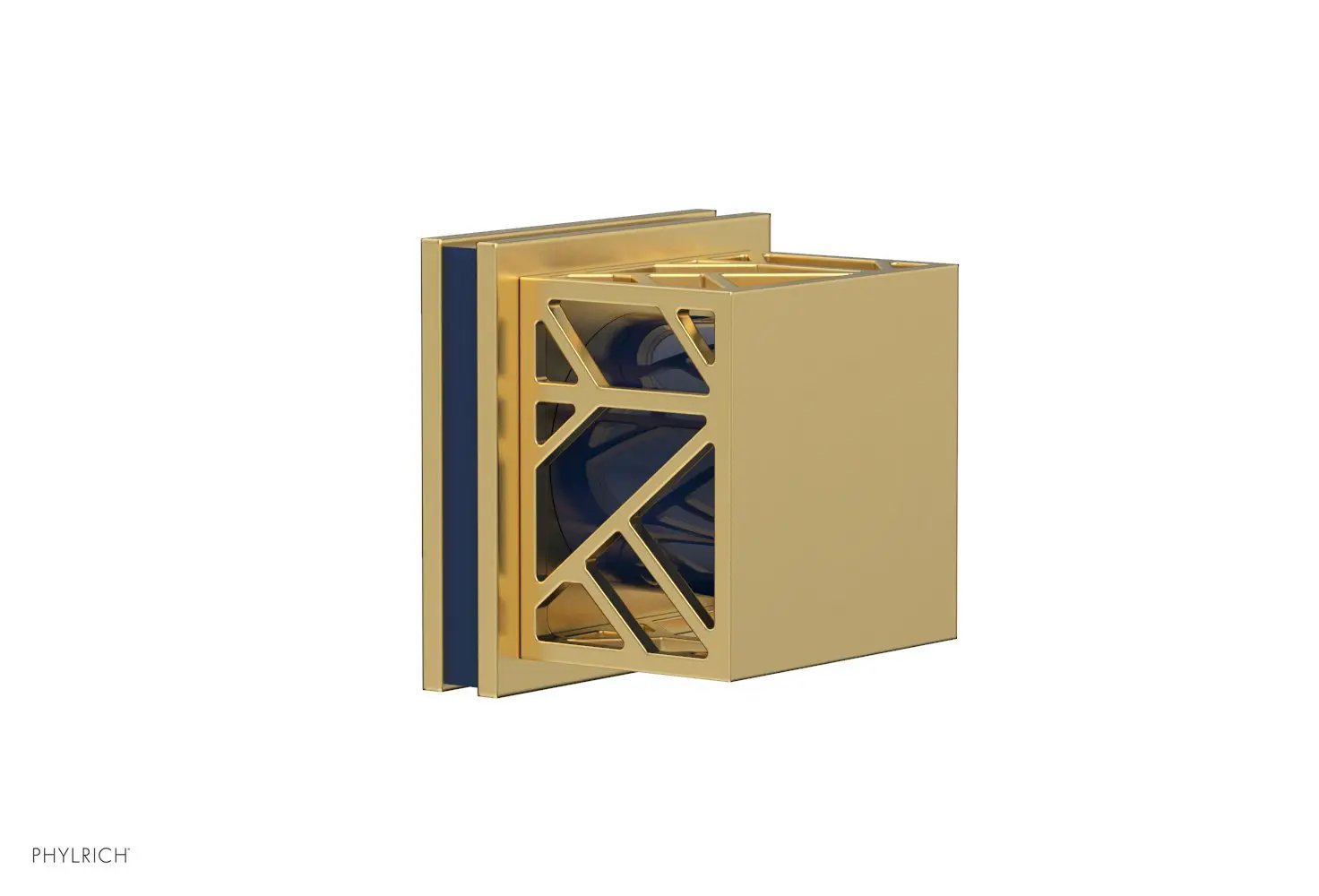 Phylrich JOLIE Volume Control/Diverter Trim - Square Handle with "Navy Blue" Accents by Phylrich