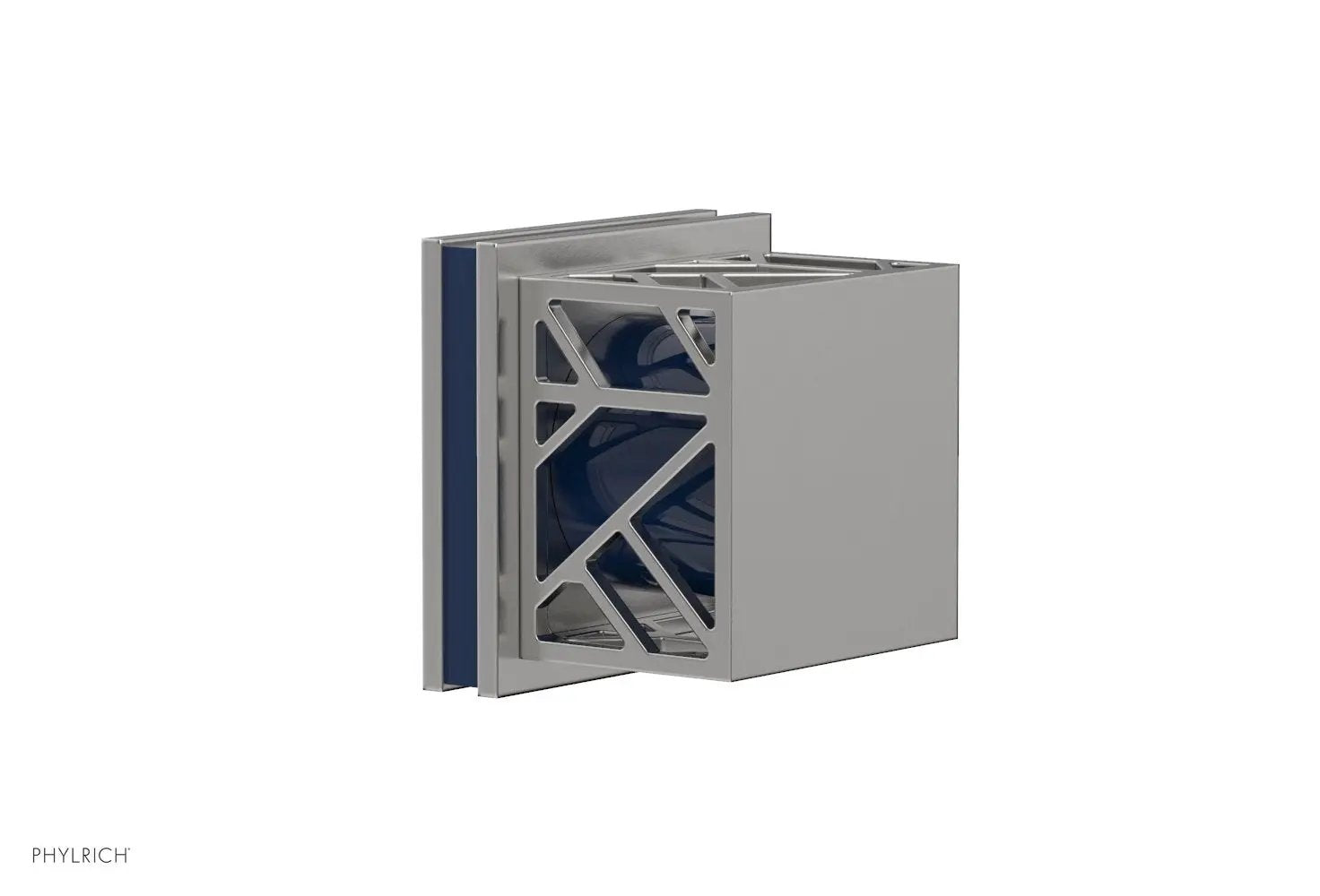 Phylrich JOLIE Volume Control/Diverter Trim - Square Handle with "Navy Blue" Accents by Phylrich