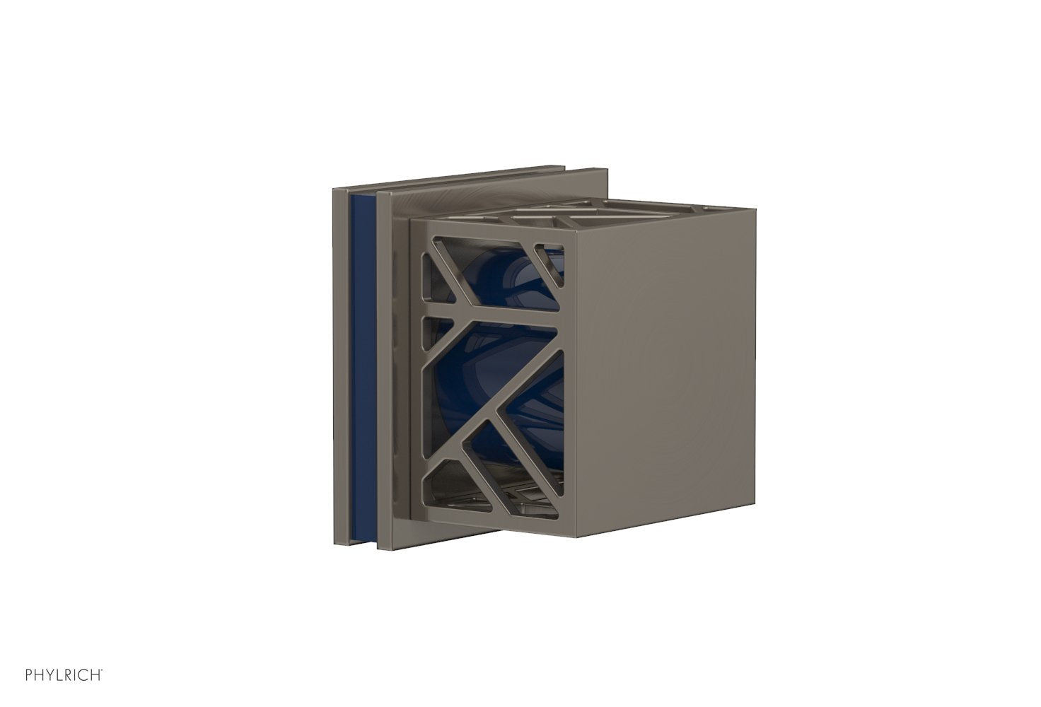 Phylrich JOLIE Volume Control/Diverter Trim - Square Handle with "Navy Blue" Accents