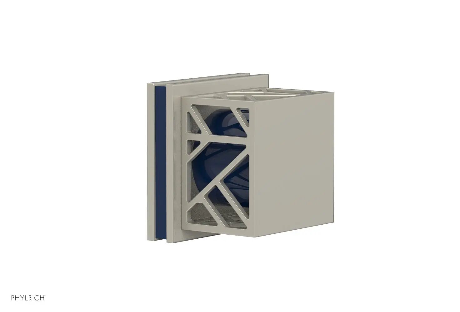 Phylrich JOLIE Volume Control/Diverter Trim - Square Handle with "Navy Blue" Accents by Phylrich