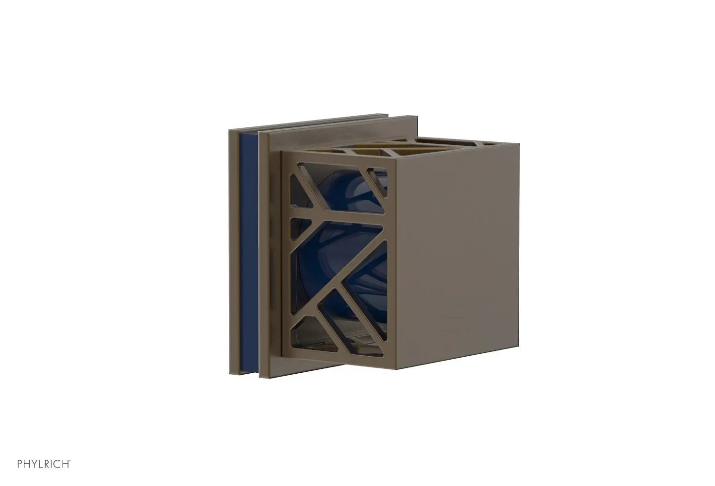 Phylrich JOLIE Volume Control/Diverter Trim - Square Handle with "Navy Blue" Accents by Phylrich