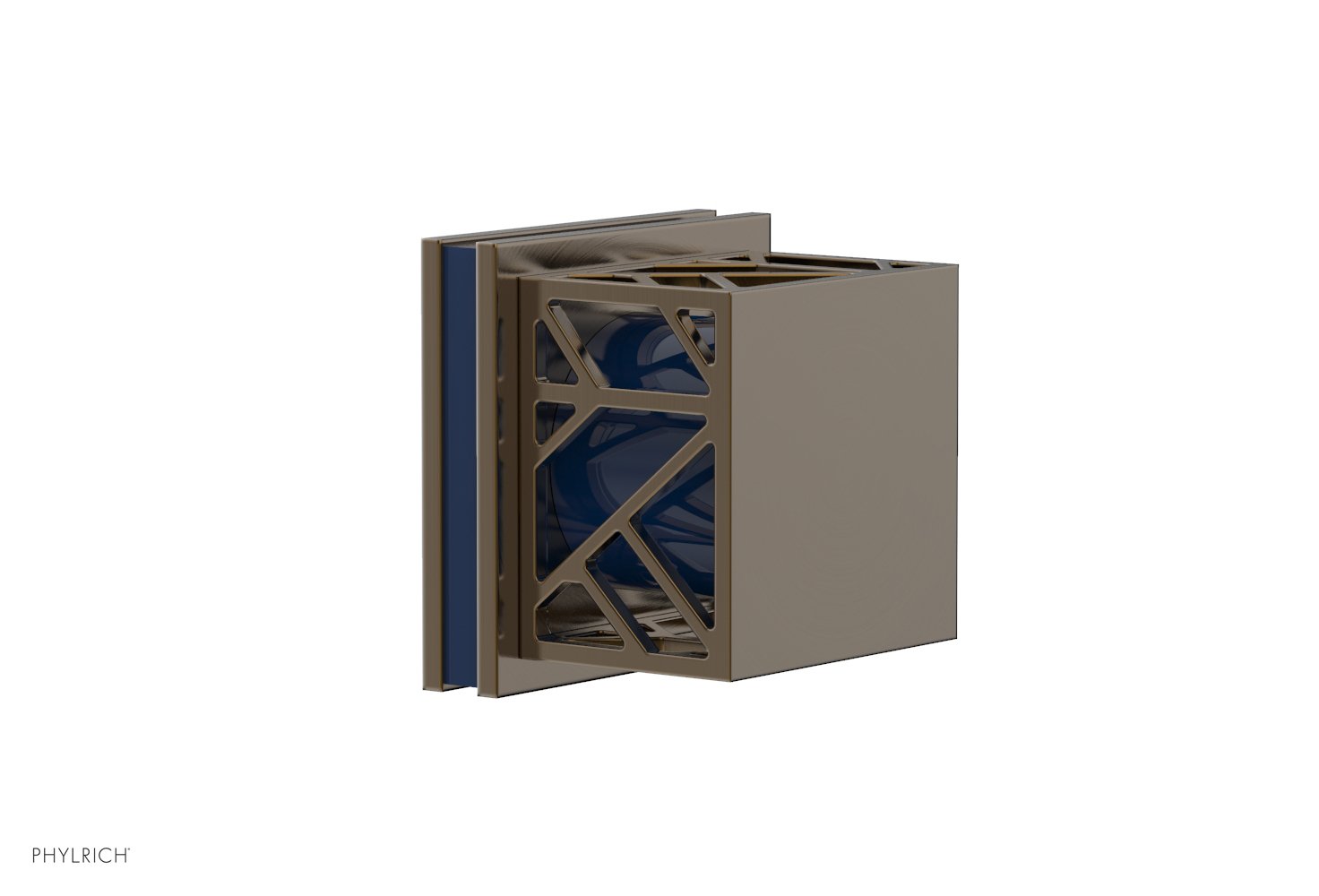 Phylrich JOLIE Volume Control/Diverter Trim - Square Handle with "Navy Blue" Accents