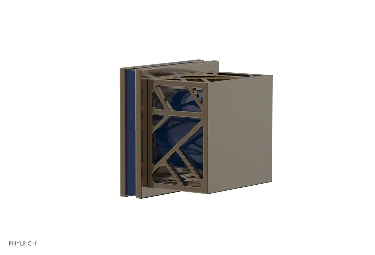 Phylrich JOLIE Volume Control/Diverter Trim - Square Handle with "Navy Blue" Accents by Phylrich