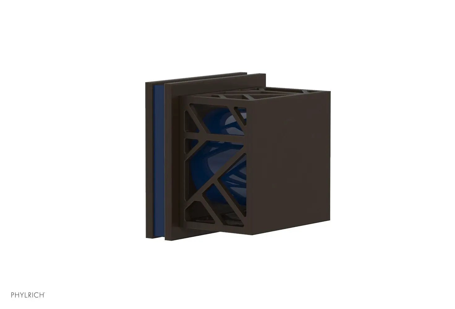 Phylrich JOLIE Volume Control/Diverter Trim - Square Handle with "Navy Blue" Accents by Phylrich